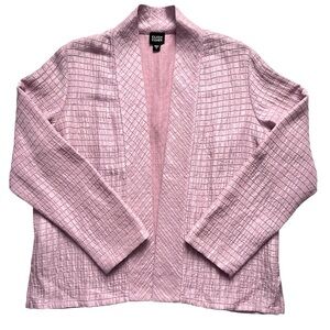 Eileen Fisher Silk and Linen Open Front Lightweight Blazer Quilted Pink Size S